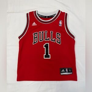 adidas Red/Bordeaux Basketball Jersey with Black and White Accents Youth Small